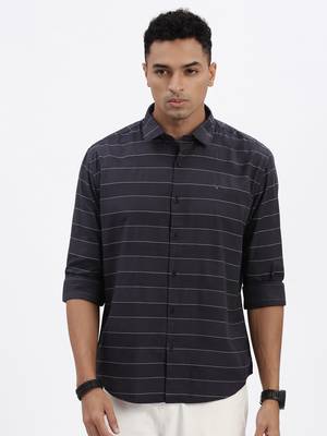men's grey striped slim fit shirt 2