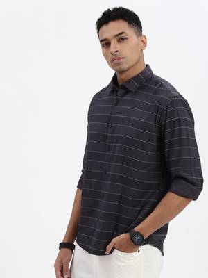 men's grey striped slim fit shirt 3
