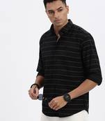 men's black striped slim fit shirt