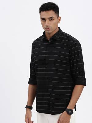 men's black striped slim fit shirt 3