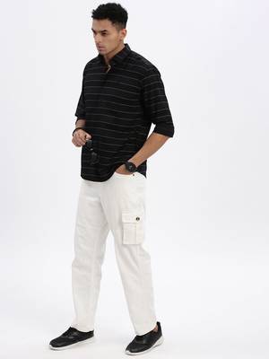 men's black striped slim fit shirt 5