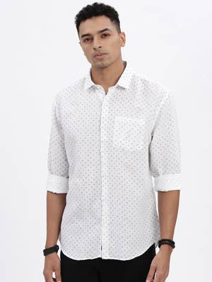 men's white micro ditsy slim fit shirt 2