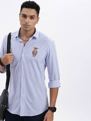 men's blue striped slim fit shirt 1
