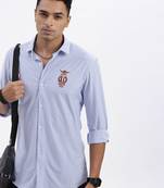 men's blue striped slim fit shirt