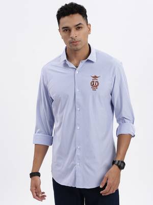 men's blue striped slim fit shirt 2