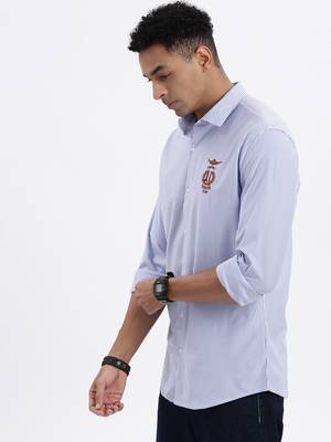 men's blue striped slim fit shirt 3