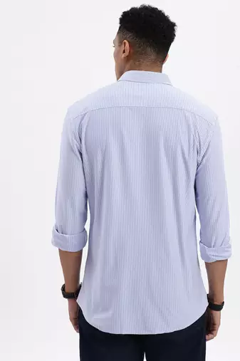 men's blue striped slim fit shirt