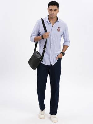 men's blue striped slim fit shirt 5