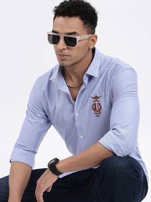 men's blue striped slim fit shirt 1
