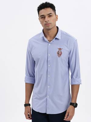 men's blue striped slim fit shirt 2