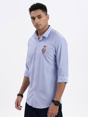 men's blue striped slim fit shirt 3