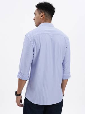 men's blue striped slim fit shirt 4