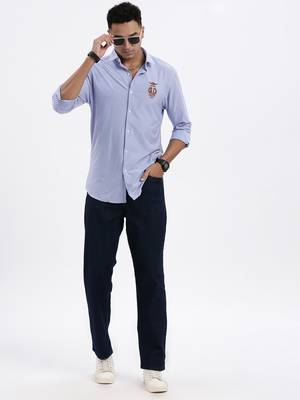 men's blue striped slim fit shirt 5
