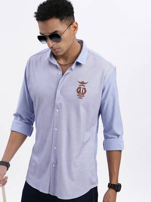 men's blue striped slim fit shirt 1