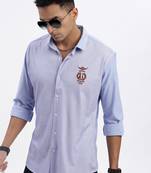 men's blue striped slim fit shirt