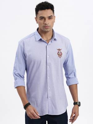 men's blue striped slim fit shirt 2