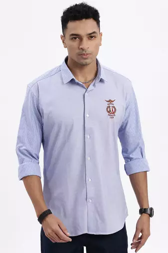 men's blue striped slim fit shirt
