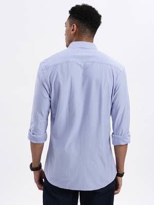 men's blue striped slim fit shirt 4