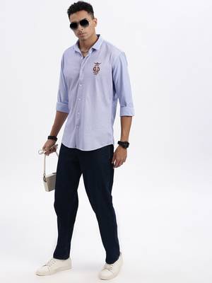 men's blue striped slim fit shirt 5