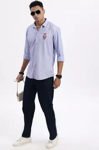men's blue striped slim fit shirt