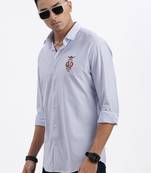 men's blue striped slim fit shirt