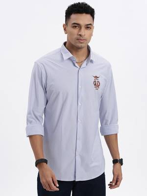 men's blue striped slim fit shirt 2