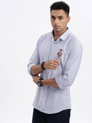 men's blue striped slim fit shirt 3