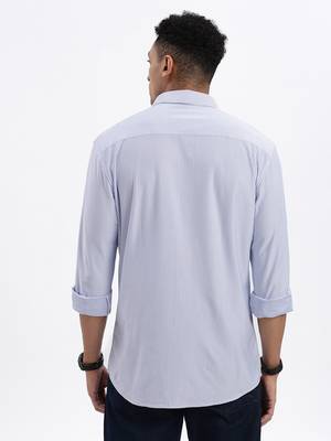 men's blue striped slim fit shirt 4