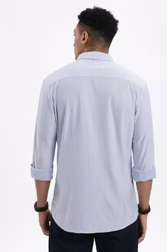 men's blue striped slim fit shirt