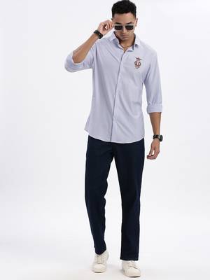 men's blue striped slim fit shirt 5