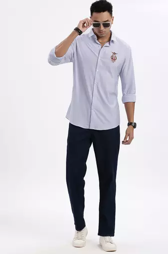 men's blue striped slim fit shirt