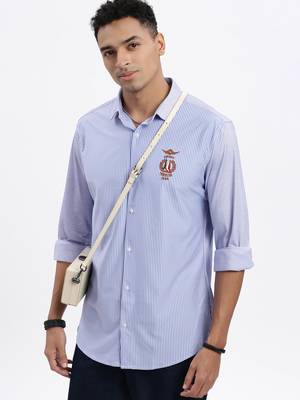 men's blue striped slim fit shirt 1
