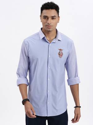 men's blue striped slim fit shirt 2