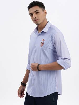 men's blue striped slim fit shirt 3