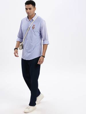 men's blue striped slim fit shirt 5