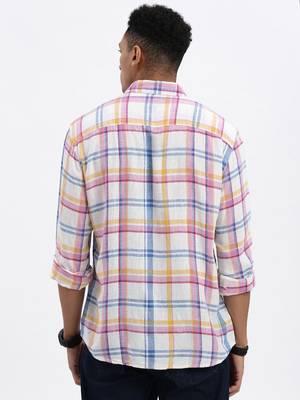 men's white checked slim fit shirt 4