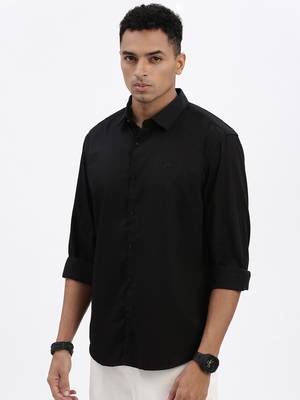 men's black solid slim fit shirt 3