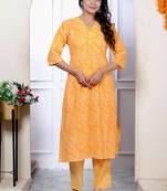 Womens sawan yellow leheriya straight kurta with palazzo