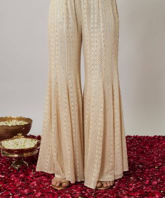 Ivory sequin and thread georgette kurta sharara set 4
