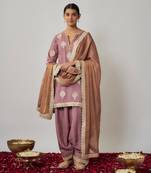 Purple mauve georgette benarasi embroidered kurta salwar set