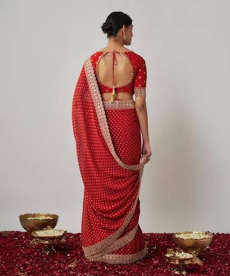 Sindhoori red georgette benarasi saree set 4