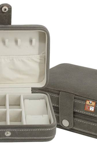 Atorakushon grey fabric portable makeup jewellery organizer box set for women