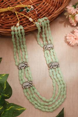 Mint Green Layered Mala with Elephant Motif 1