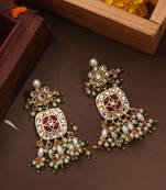 Kundan earrings with pearl danglers