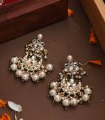 Kundan Chandbali Earrings with Pearl Drops