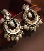 Kundan Chandbali Earrings with Pearl Drops