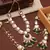 Kundan long necklace set with green beads
