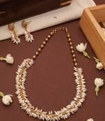 Classic Rice Pearl Necklace with Matching Earrings