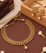 Gold Plated Temple Design Necklace Set