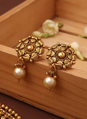 Gold Plated Temple Design Necklace Set 2